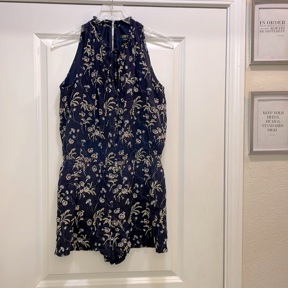 LOFT Navy Floral Romper